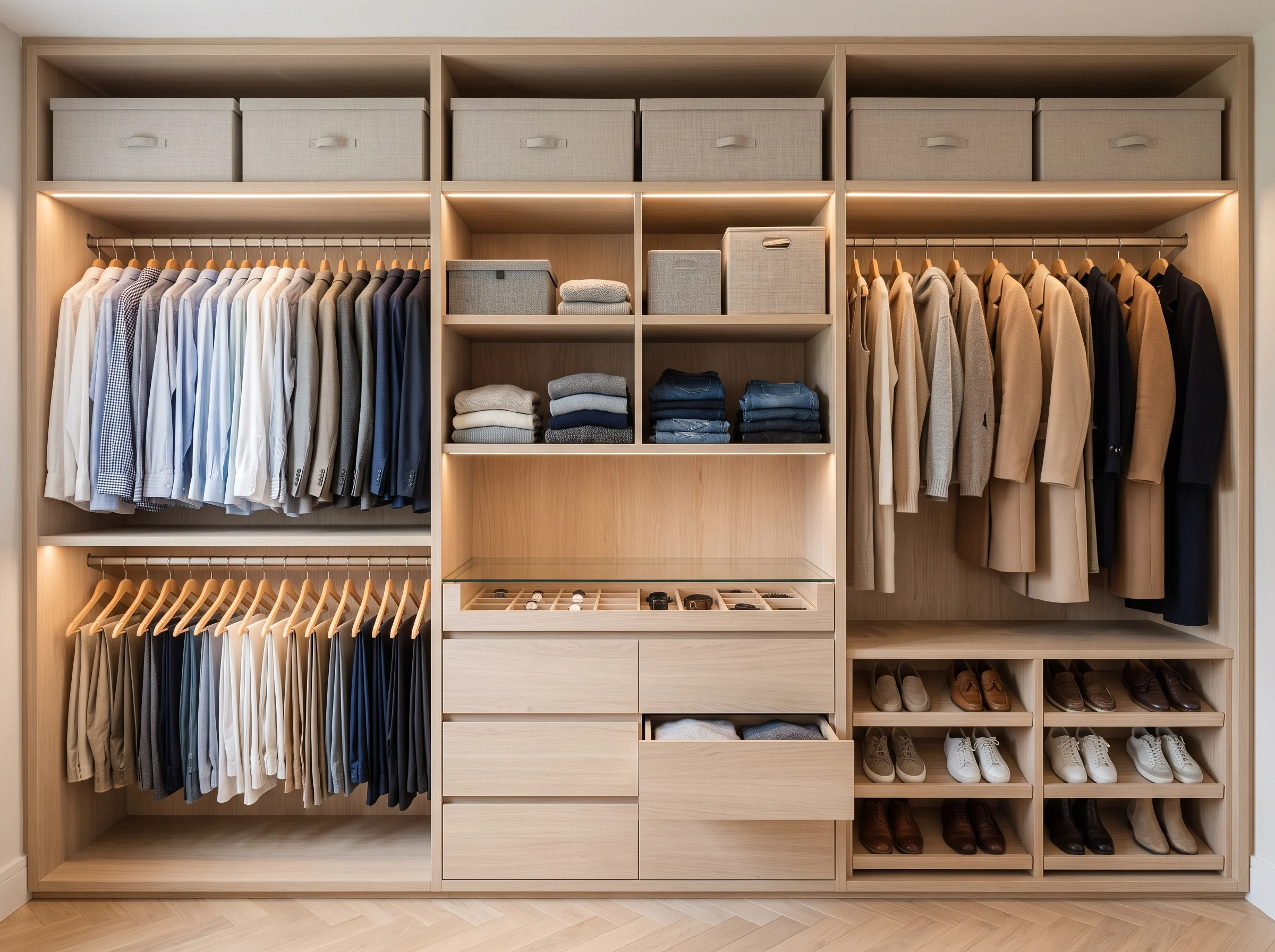 handcrafted furniture UAE custom wardrobe with organised interior storage