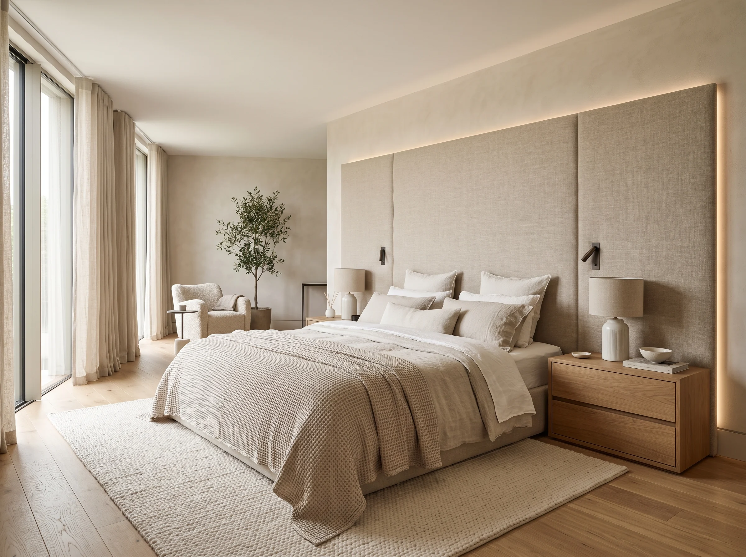 made to measure bed Dubai free delivery in beige linen