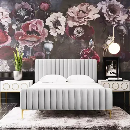 Snooze Stream Channel Tufted Velvet Bed in Grey