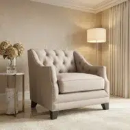 Neutral tone 1 seater sofa chair – premium modern accent armchair for living room, lounge and home décor in UAE and GCC interiors