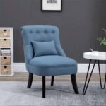 Blue fabric arm chair with tufted back – modern 1 seater sofa style accent chair for living room furniture