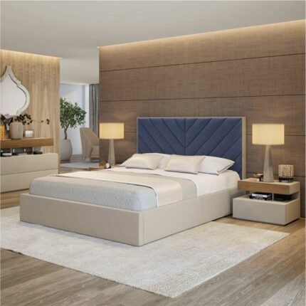 Soothe Cross Lines Tufted Headboard Bed