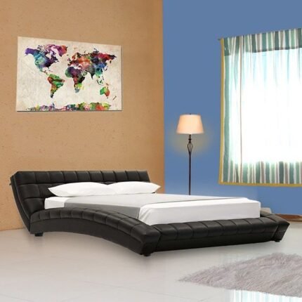 Vintage Queen Size Upholstered Bed in Black Colour