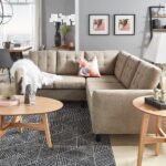 Rivers Khaki Velvet Sectional Beige Sofa