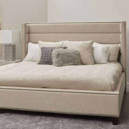 Comfort Cove Wing Channel Tufted Bed In Beige