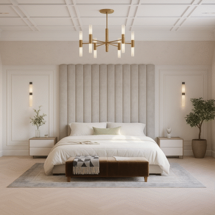Tranquil Haven Vertical Channel Wall Panel Headboard Bed