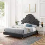 Sleepy Slope Tufted Velvet Platform Bed