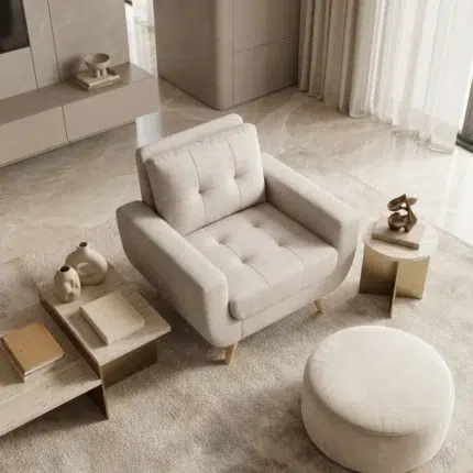 Modern arm chair for living room – beige accent chair and single seater sofa alternative for UAE homes