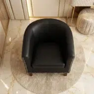 1 seater sofa chair in black leather for living room and bedroom in Dubai Uae