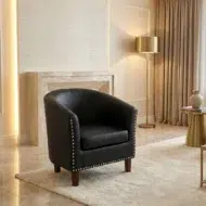 Living room armchair black leather single sofa chair modern style in Ajman , ABu Dhabi