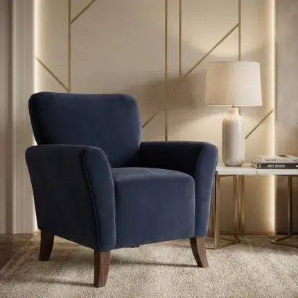 Blue fabric arm chair modern design for living room seating in Uae