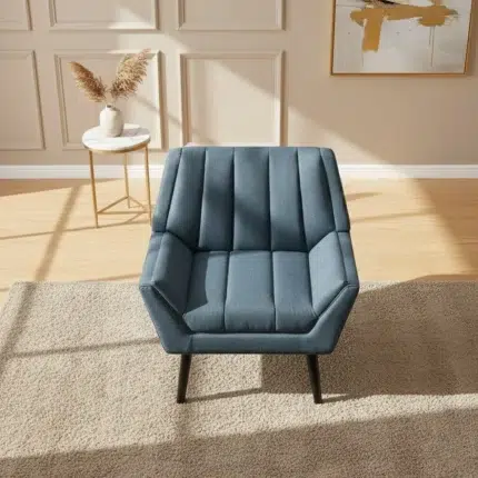 Single sofa chair blue fabric armchair for modern home interior in uae