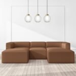 4 Seater Modular U-Shaped Sofa in Faux Leather Kustom Deco