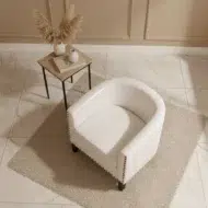 1 seater sofa chair white leather for living room seating by kustomdeco
