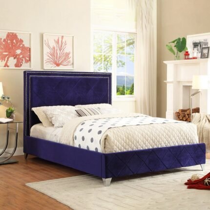 Peaceful Pulse Velvet Upholstered Platform Bed