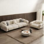 Tuxedo Boucle Fabric Sofa Set