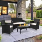 Outdoor Lounge Set 4 Piece with Cushions