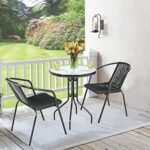 Dining Set 3 Piece Outdoor Furniture Patio Dining Table and Chair
