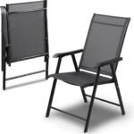 Patio Chairs, Foldable Patio Chair with Armrests (Black).