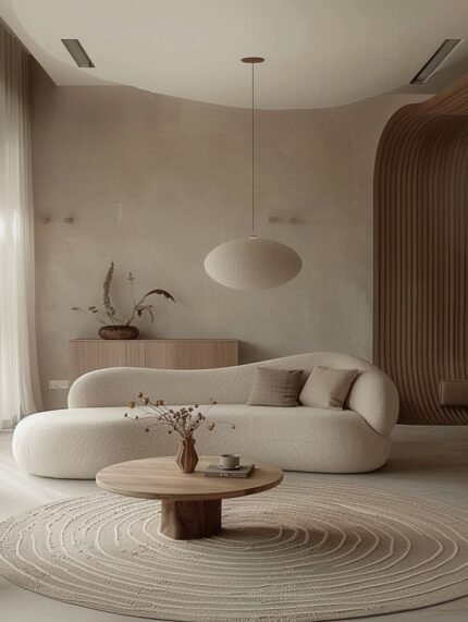 Modern Minimalist Sofa with Organic Curved Design
