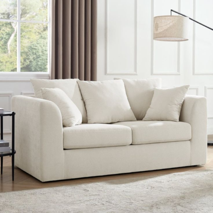 Modern 2-Seater Fabric Sofa in Ivory - Elegant & Cozy
