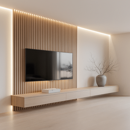 TV Unit with Wall Panel & Storage – Modern Entertainment Center