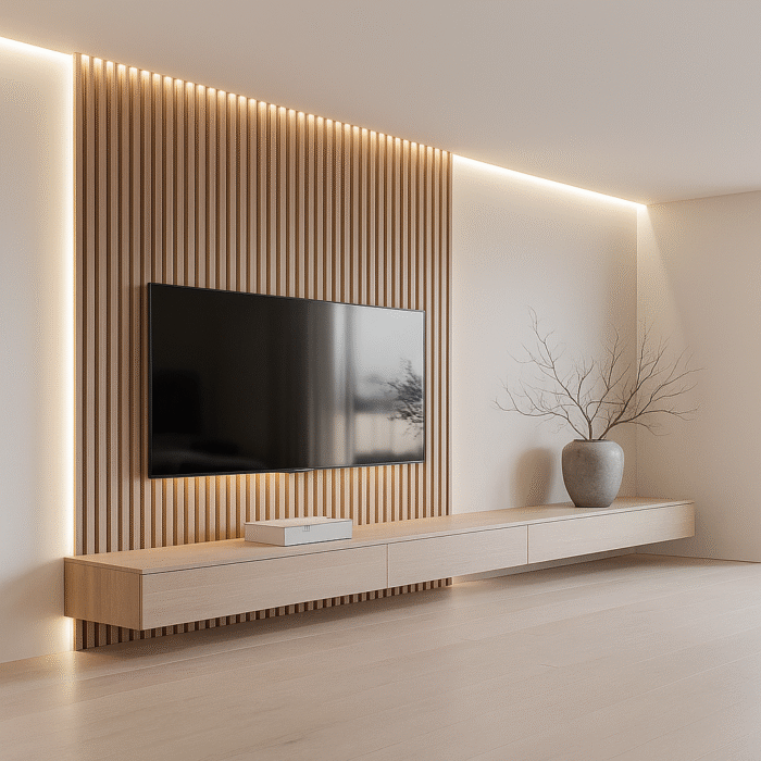 TV Unit with Wall Panel & Storage – Modern Entertainment Center