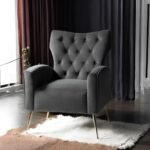 Stuffed Wide Tufted Velvet a Chair for Living Room