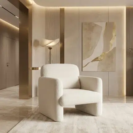 Modern arm chair for living room – cream accent chair and 1 seater sofa alternative for UAE luxury home interiors