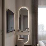 Modern Vanity Dressing Table with Mirror & Marble Finish