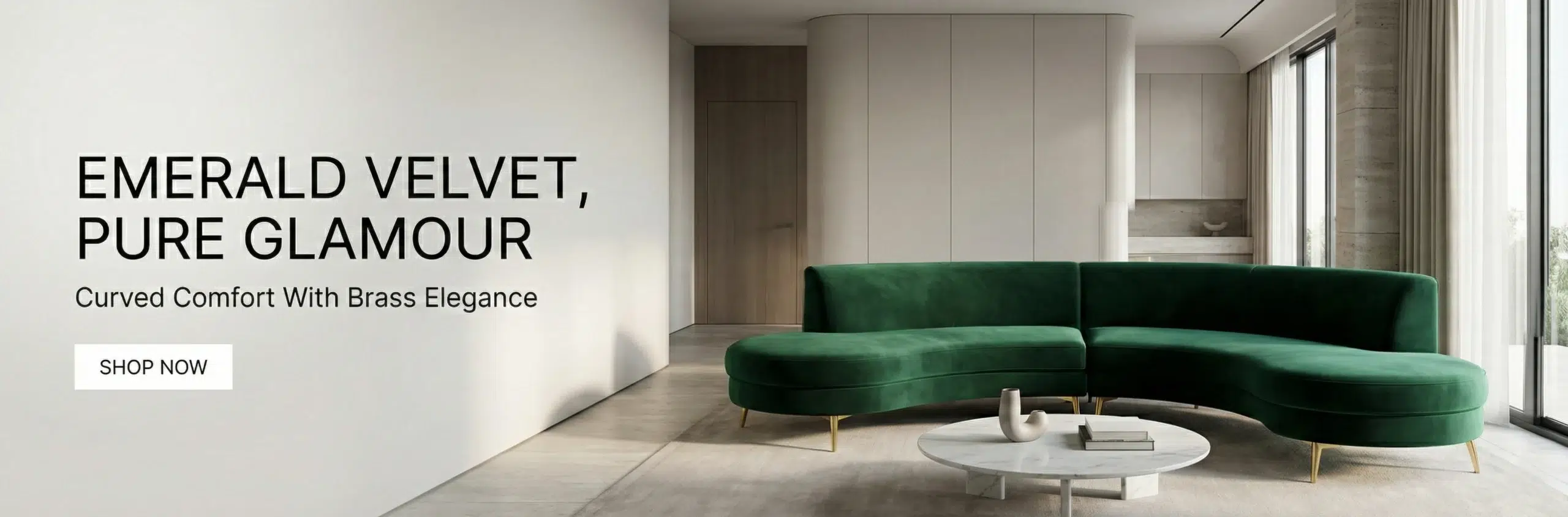 Glamorous custom sectional sofa Dubai luxury velvet emerald green brass legs channel tufted contemporary