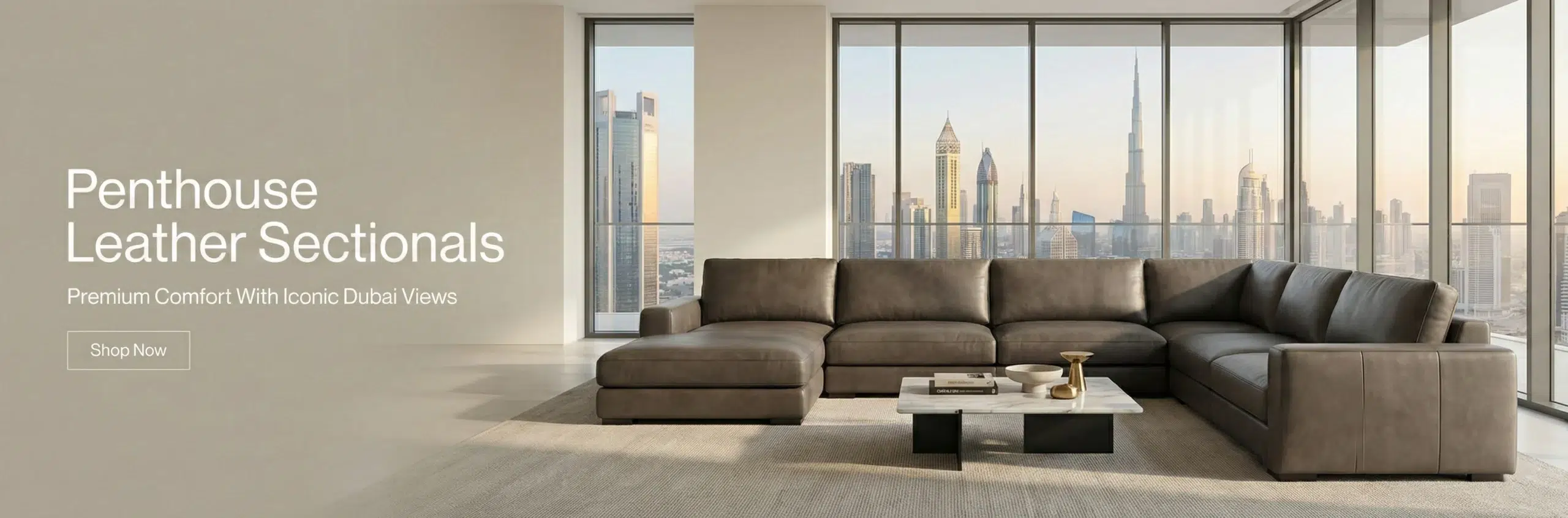U-shaped custom sectional sofa Dubai penthouse luxury leather modern entertainment seating premium