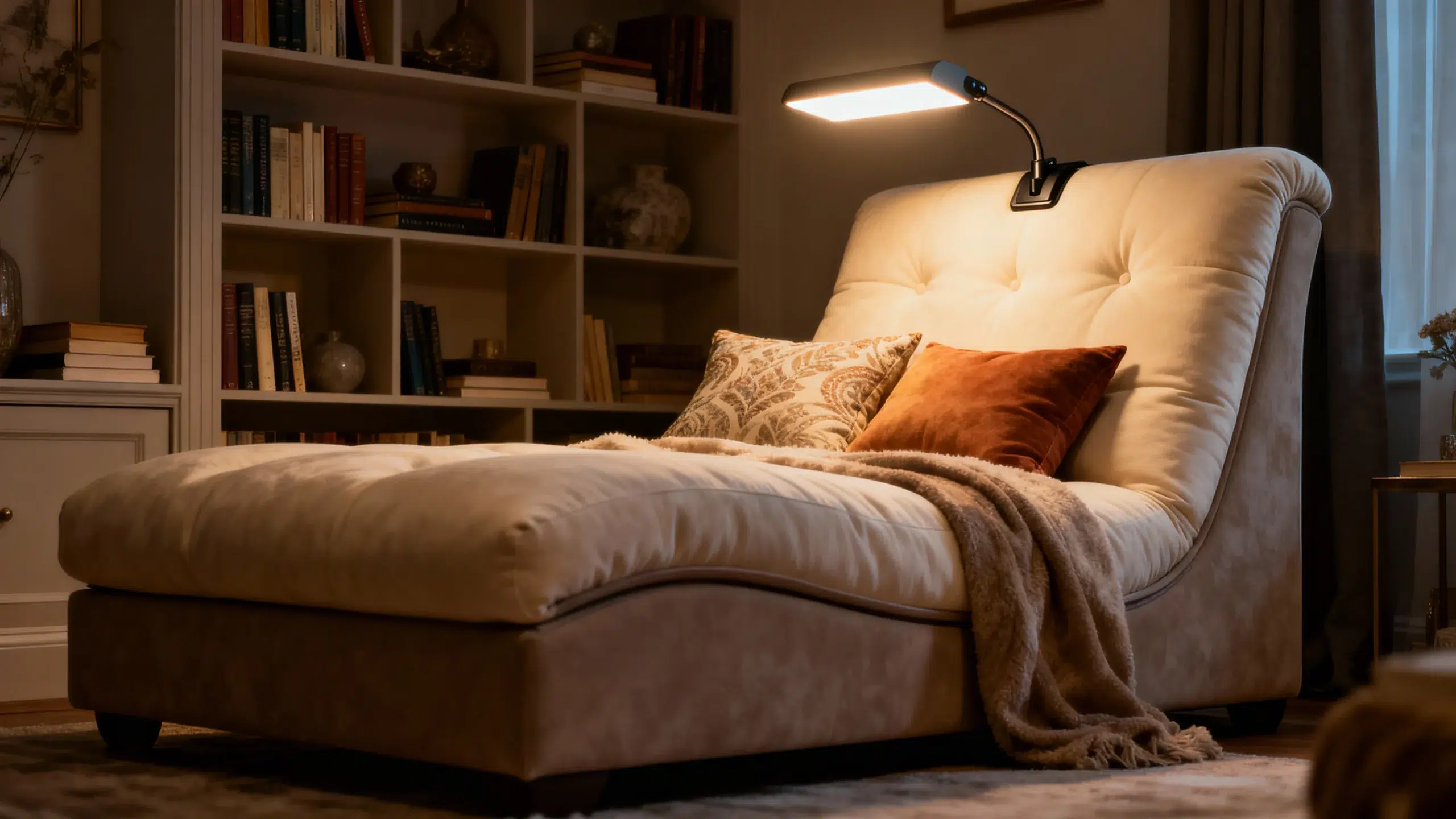 Reading chaise lounge Dubai adjustable backrest built-in lighting custom bedroom furniture