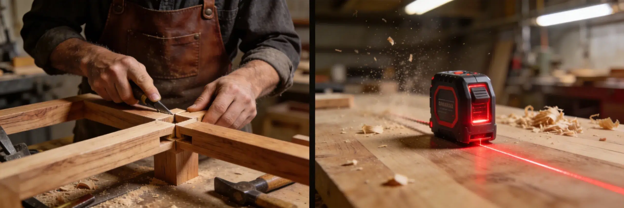 Master craftsman building custom solid wood sofa frame with precision joinery in Kustom Deco Dubai workshop
