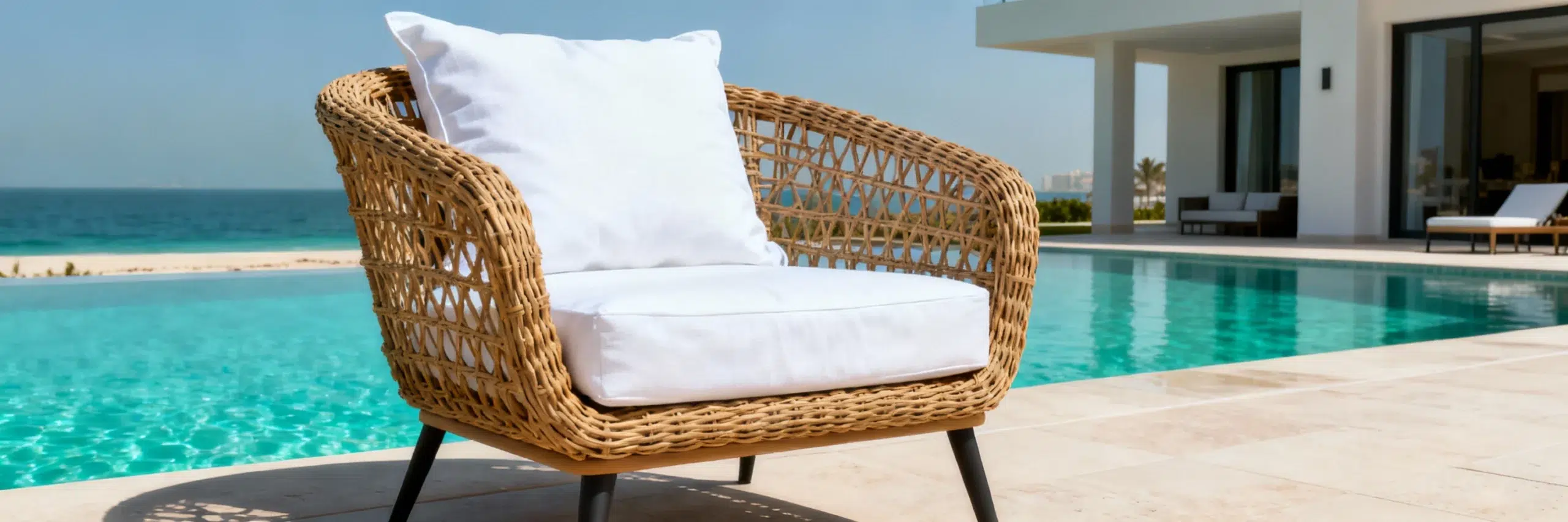 Outdoor accent chair Palm Jumeirah pool deck weather-resistant custom furniture Dubai