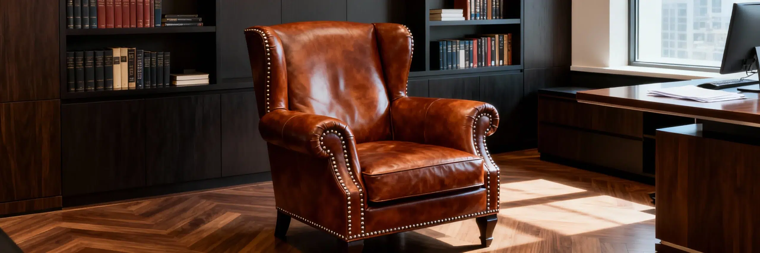Executive leather accent chair Dubai home office custom club chair Kustom Deco"