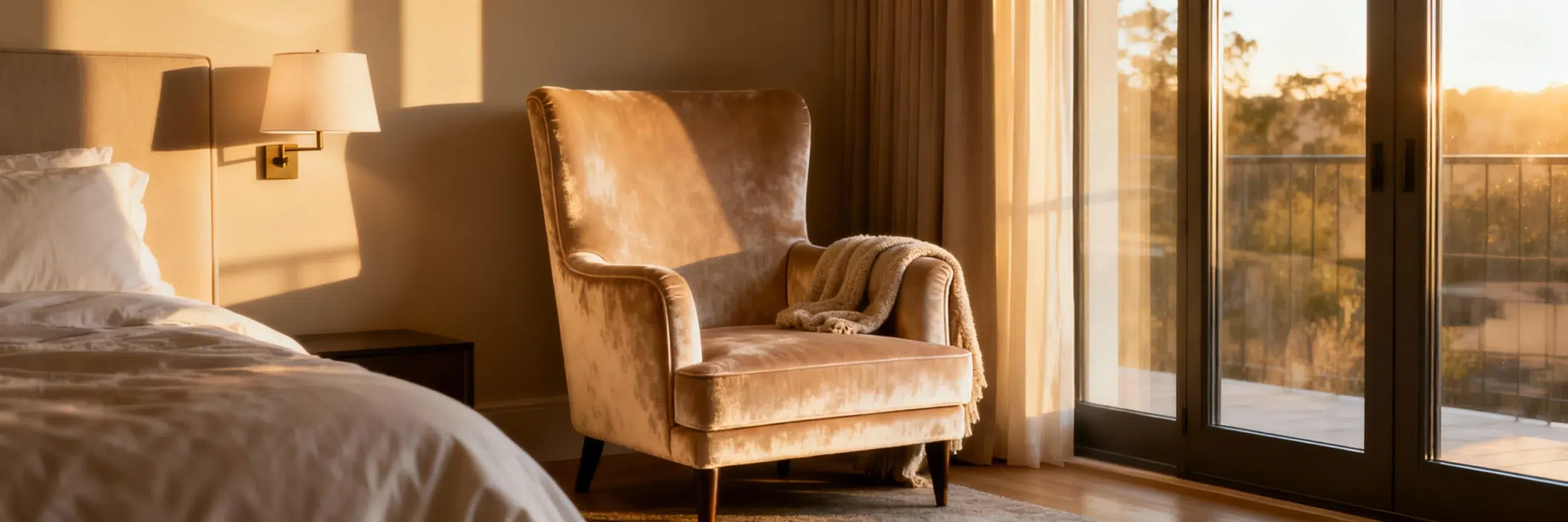 Custom bedroom accent chair Dubai master suite reading corner velvet upholstery Kustom Deco