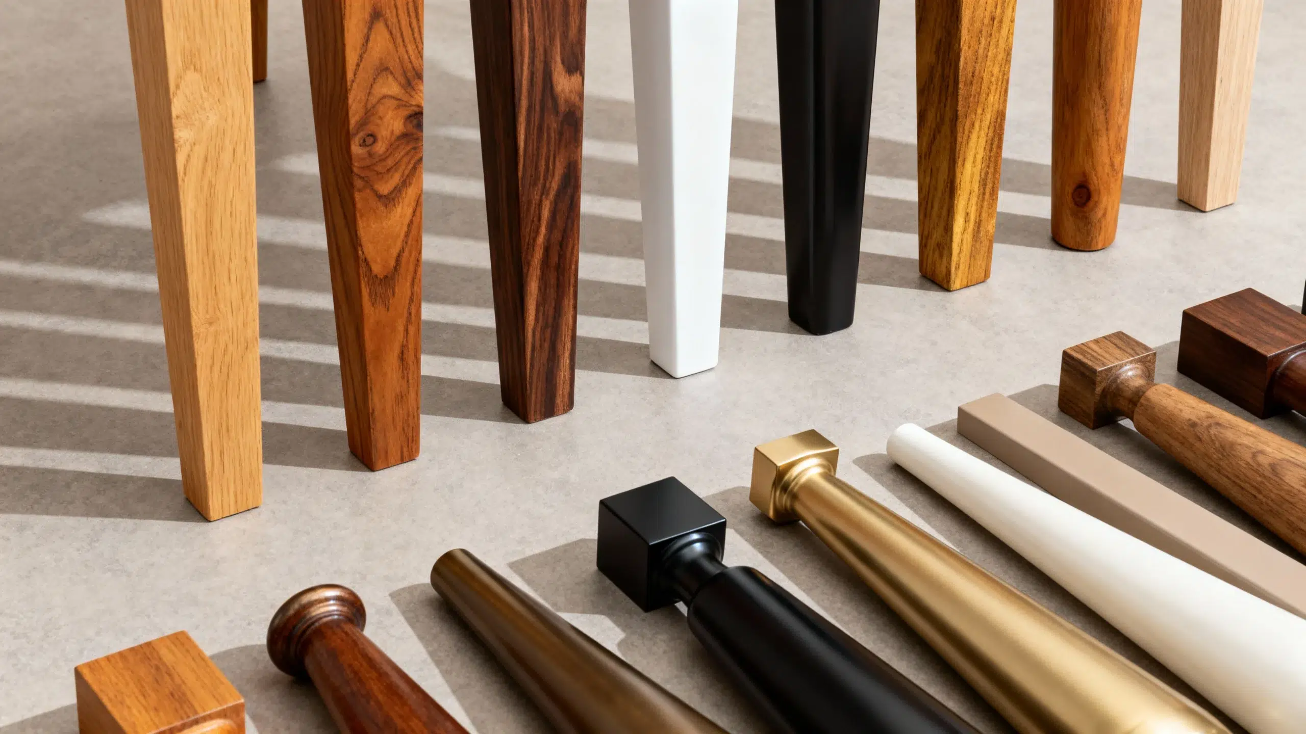 Chaise lounge hardware options Dubai chrome brass legs custom furniture details