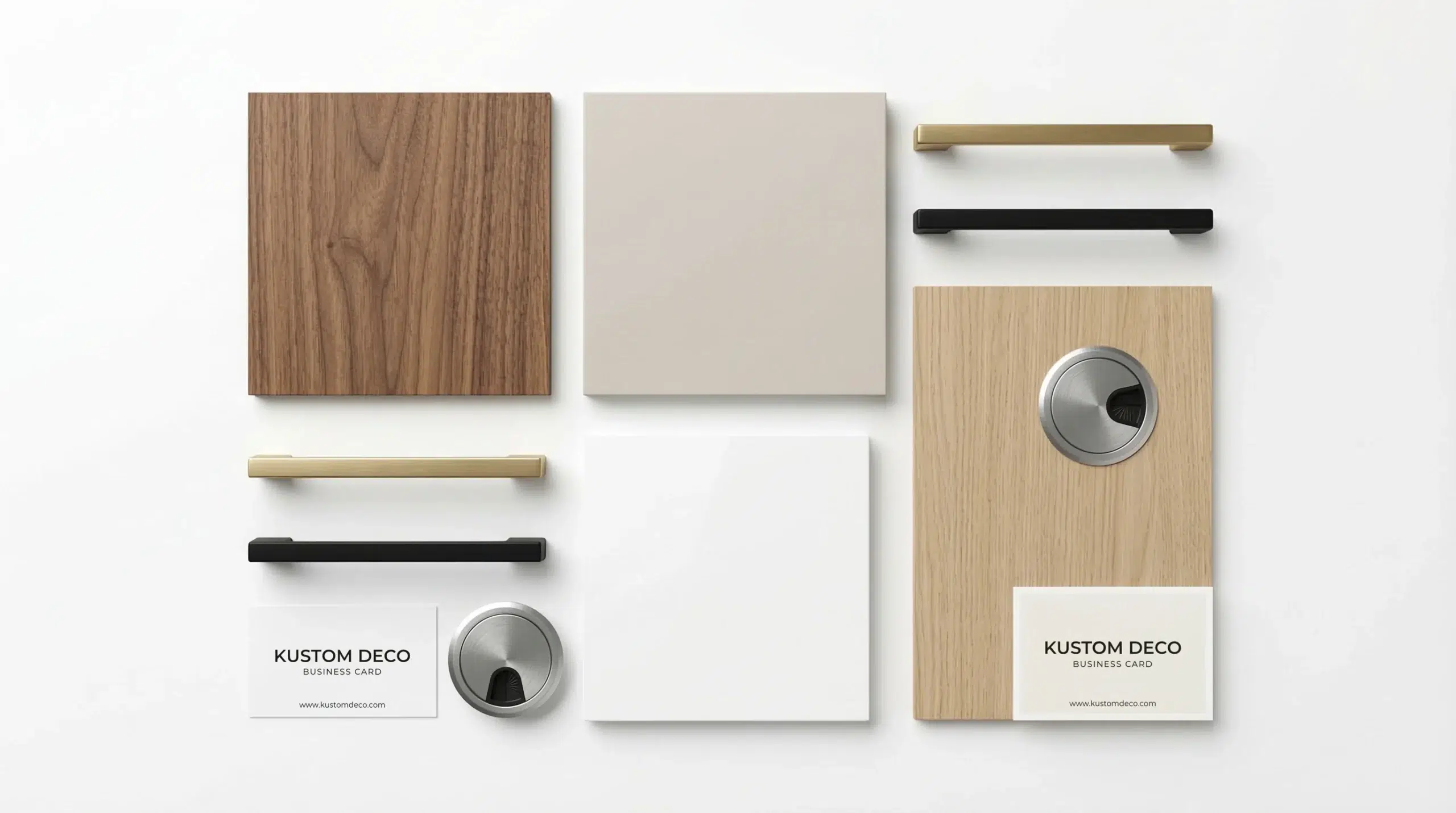 Custom desk finish and material options Dubai veneer, lacquer, laminate and hardware swatches at Kustom Deco
