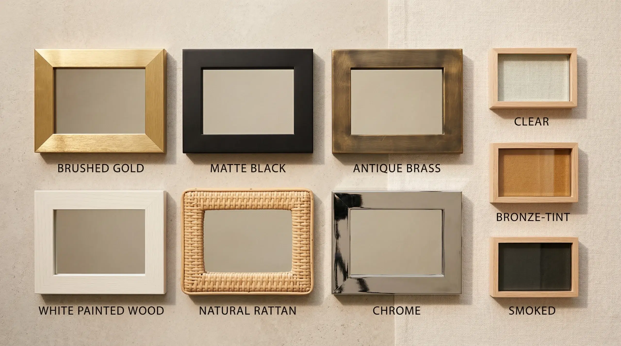 Custom mirror frame and glass options Dubai — Kustom Deco UAE