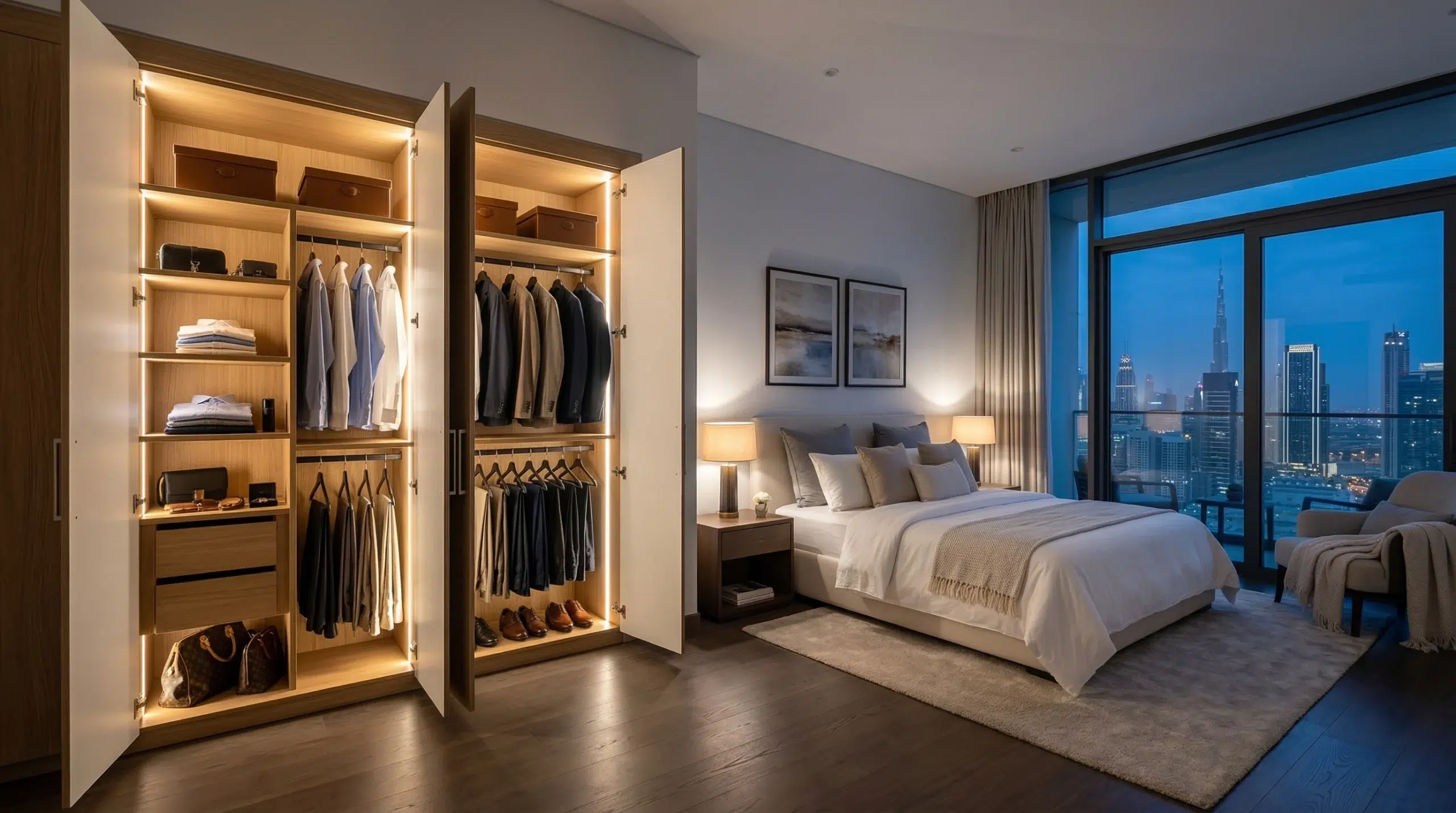 Contact Kustom Deco for custom wardrobes Dubai UAE
