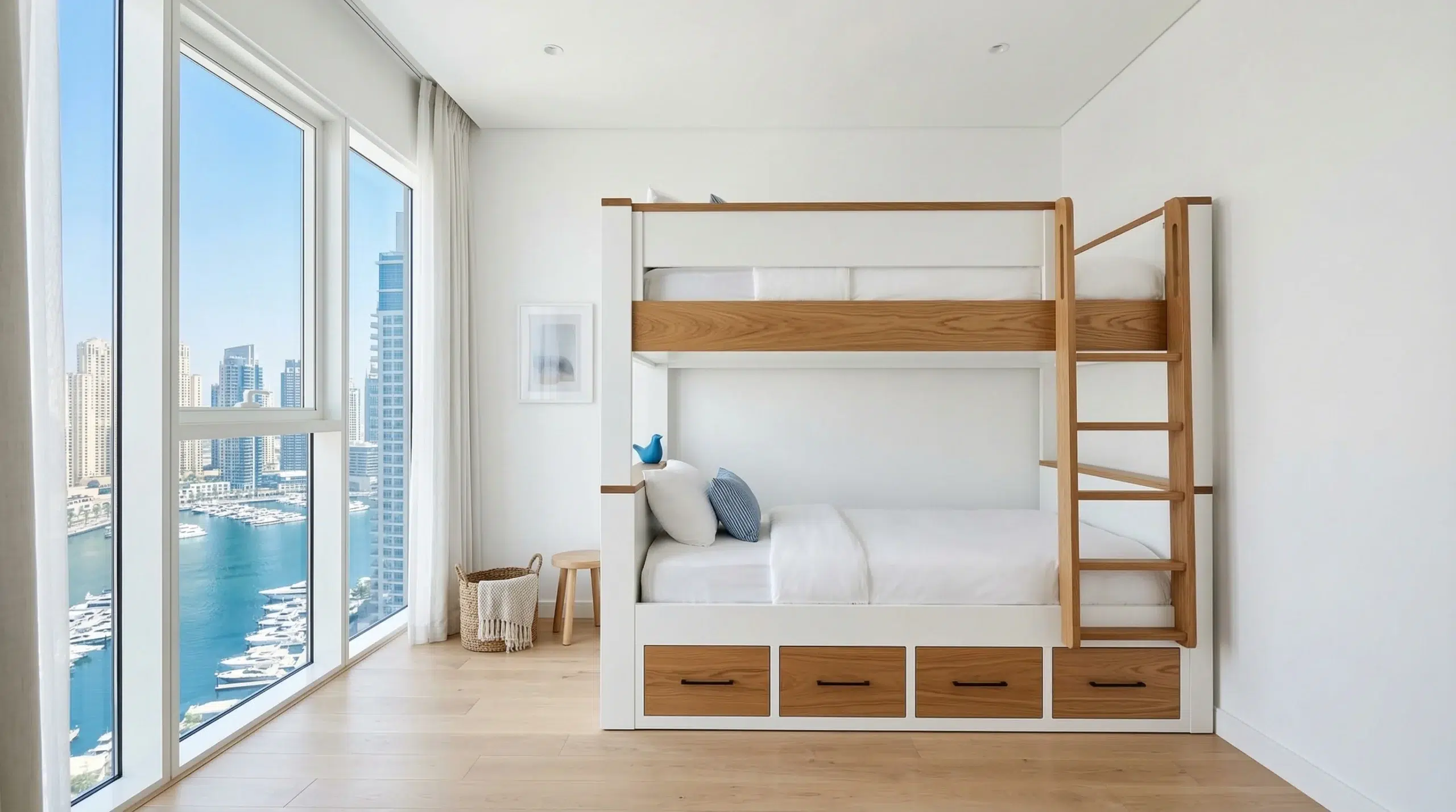 Custom twin over twin bunk bed Dubai with storage drawers — Kustom Deco UAE