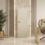 Zenvique metal storage cabinet for office furniture in Dubai UAE with slim beige metal body and minimalist modern designZenvique metal storage cabinet for office furniture in Dubai UAE with slim beige metal body and minimalist modern design