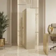 Zenvique metal storage cabinet for office furniture in Dubai UAE with slim beige metal body and minimalist modern design