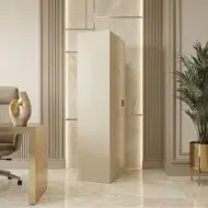 Zenvique metal storage cabinet for office furniture in Dubai UAE with slim beige metal body and minimalist modern design