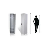 Arvelion metal office storage cabinet for office furniture with slim single-door vertical design, lockable storage, and light grey finish in a modern UAE office.