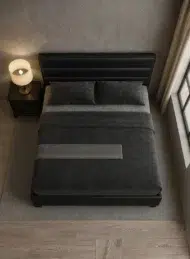 Austin Modern Faux Leather Upholstered Bed in black finish for luxury bedroom furniture Dubai UAE