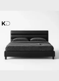 Austin Modern Faux Leather Upholstered Bed in black finish for luxury bedroom furniture Dubai UAE