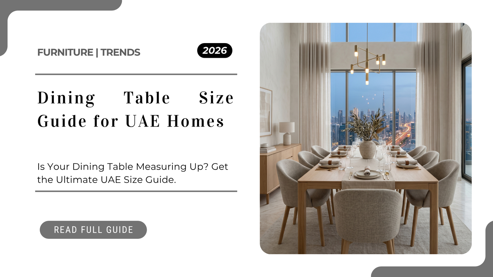 Dining Table Size Guide for UAE Homes Feature image.