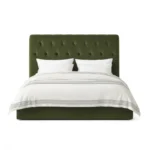 Chesterfield Luxury Velvet Upholstered Bed Olive Green Diamond Tufting Custom Made Furniture Dubai Abu Dhabi UAE Kustom Deco